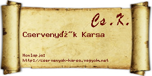 Cservenyák Karsa névjegykártya